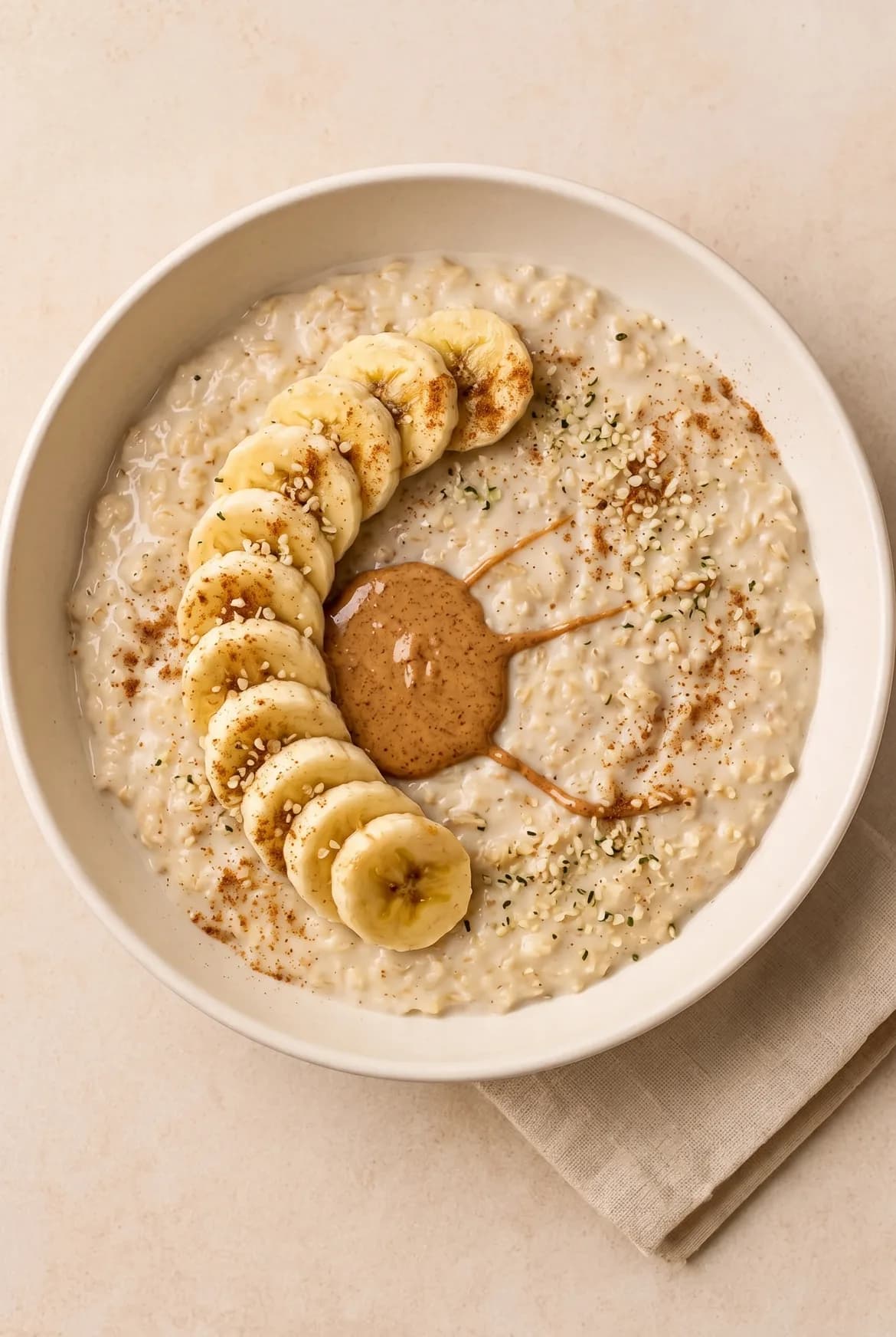 Haferbrei mit Mandelbutter und Banane
