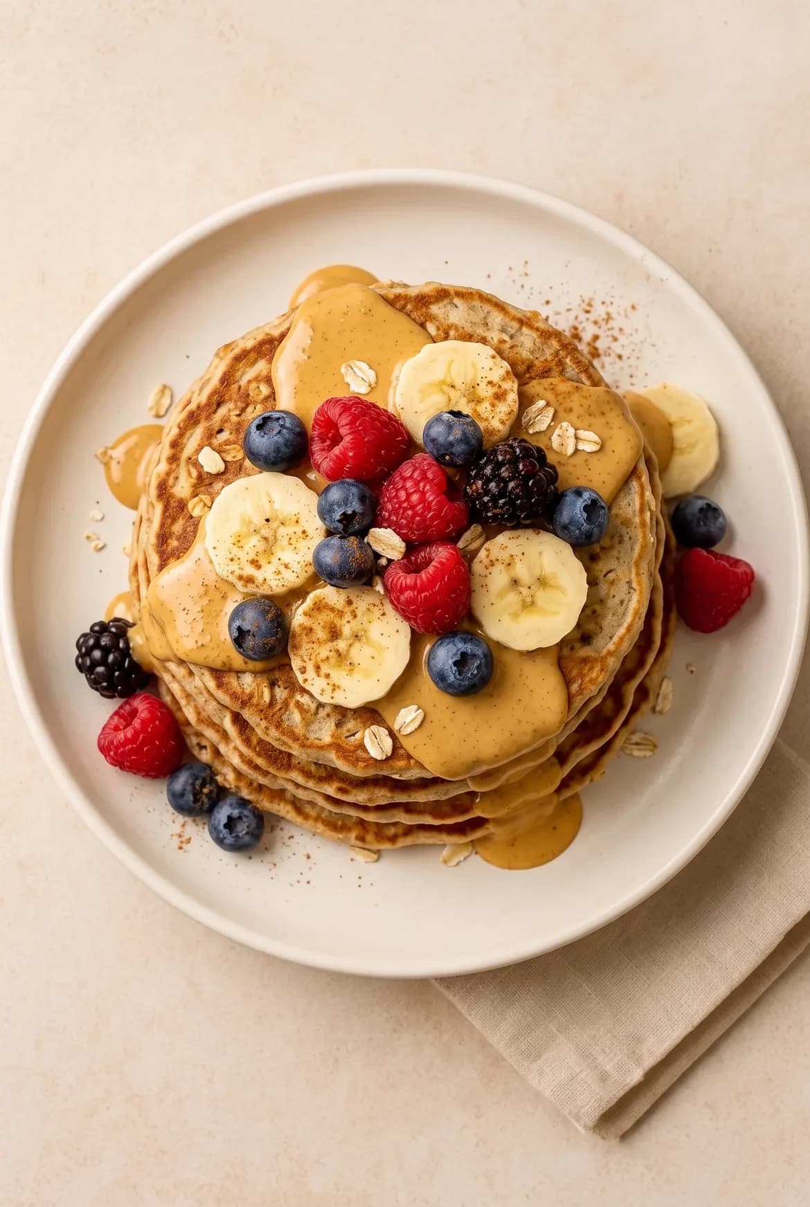 Bananen-Hafer-Pancakes mit Cashewmus