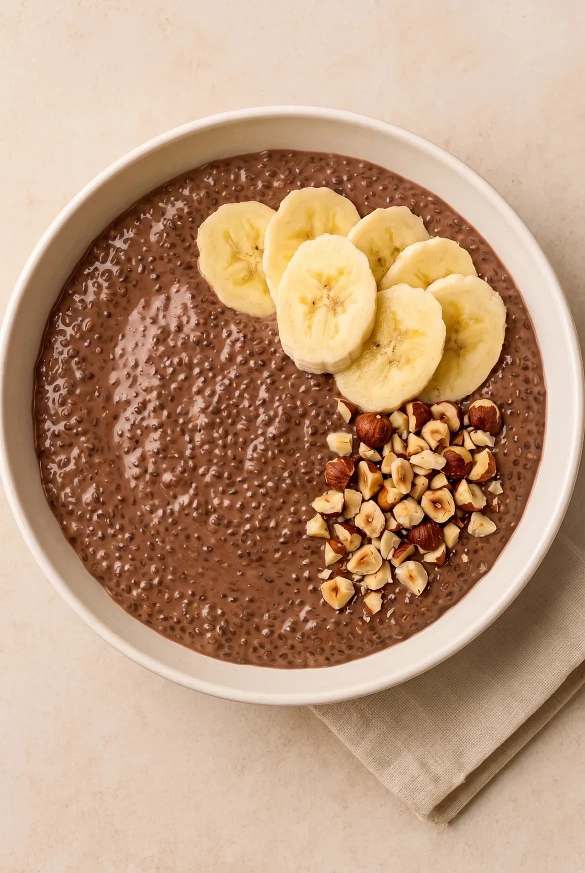 Chia-Pudding mit Kakao und Banane