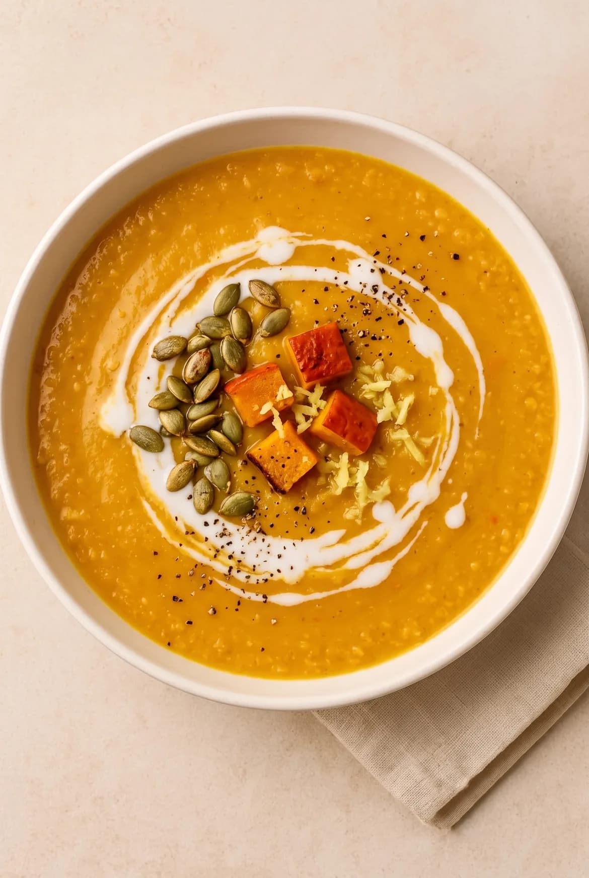 Kürbis-Linsen-Suppe mit Ingwer