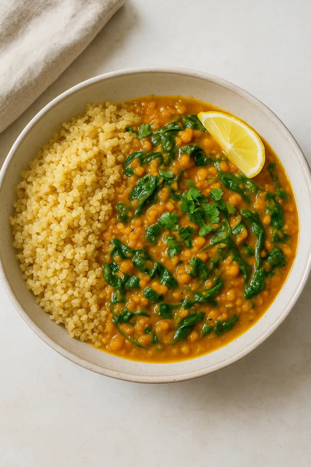 Linsen-Spinat-Curry mit Quinoa