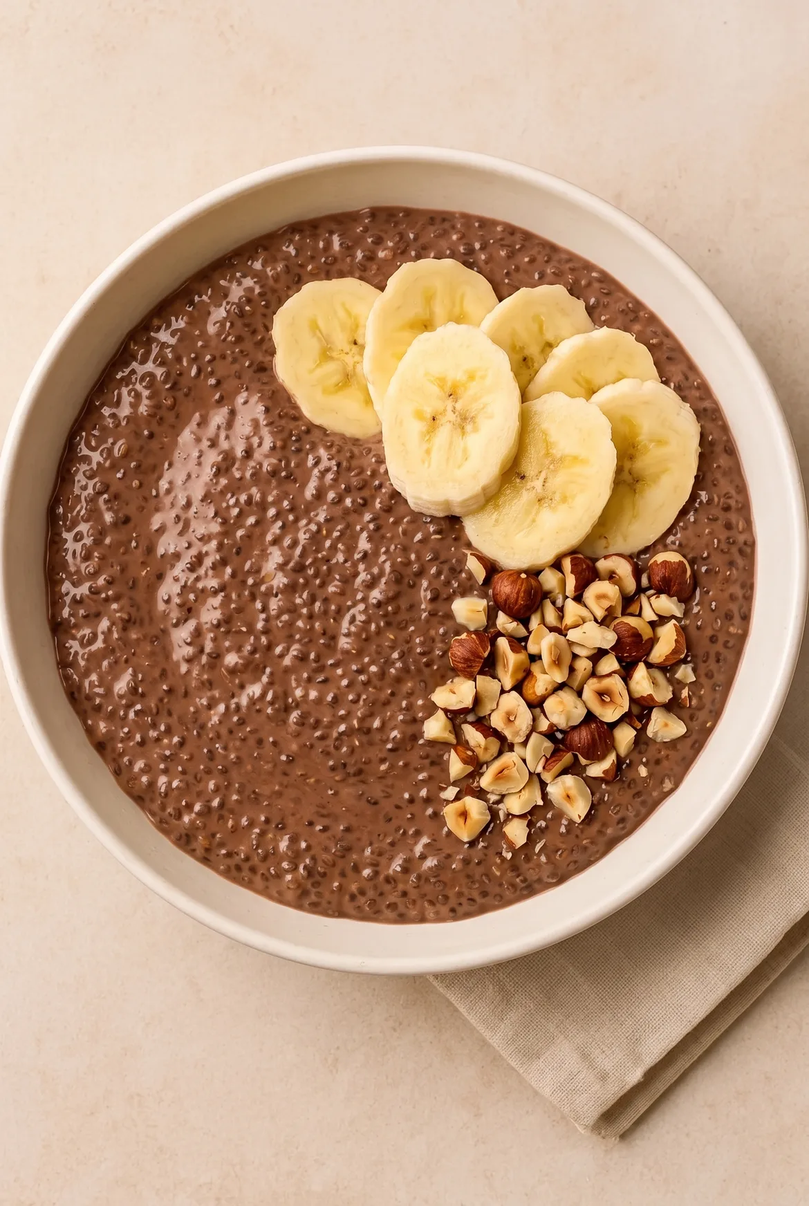 Chia-Pudding mit Kakao und Banane