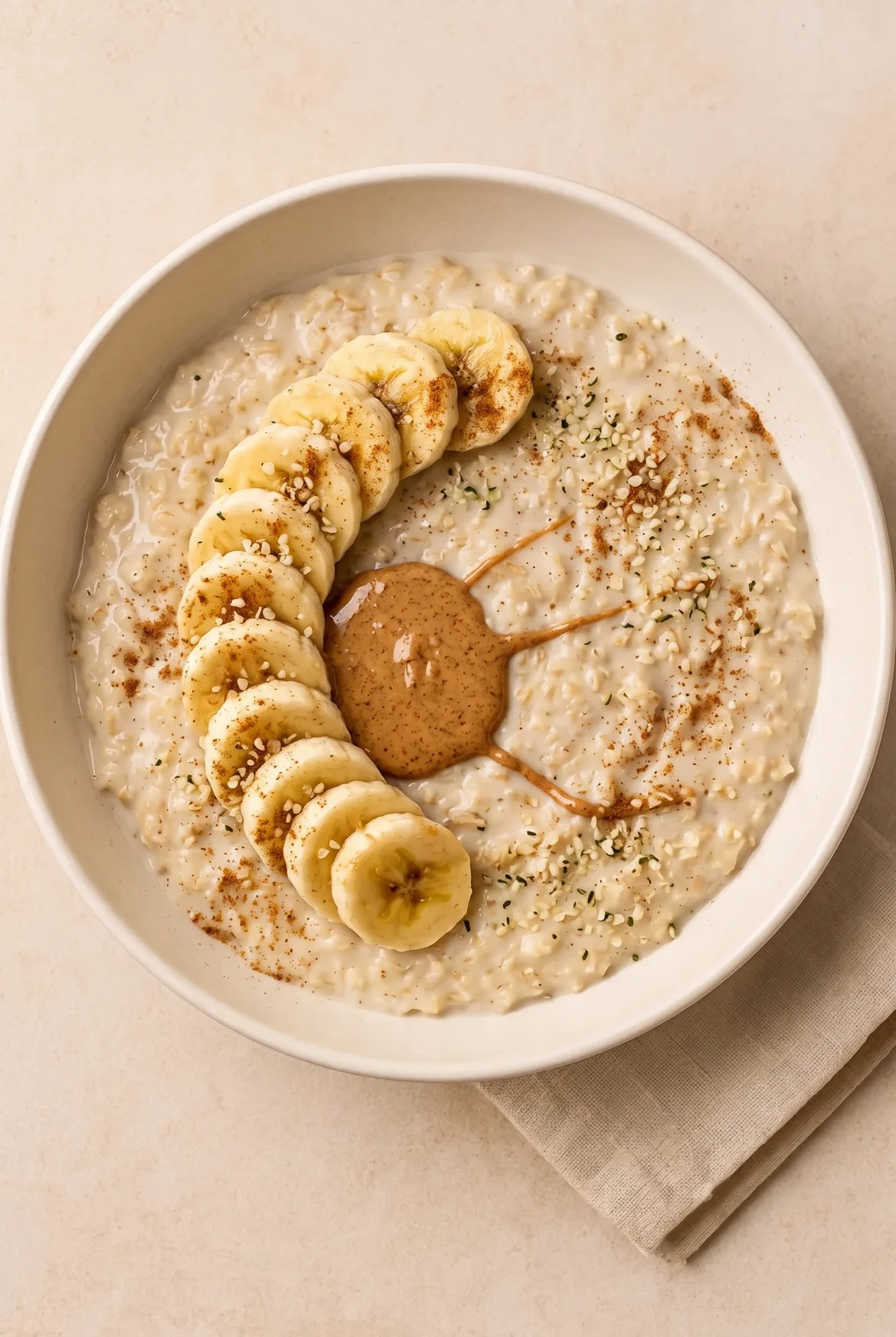 Haferbrei mit Mandelbutter und Banane